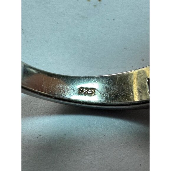 Estate Sterling Silver 925 Engagement Ring Size 7, Round CZ, Pave Band, 5.2g - Picture 5 of 8